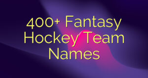 400+ Fantasy Hockey Team Names